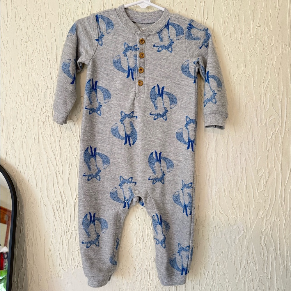Carter's Gray and Blue Fox Pattern Footie